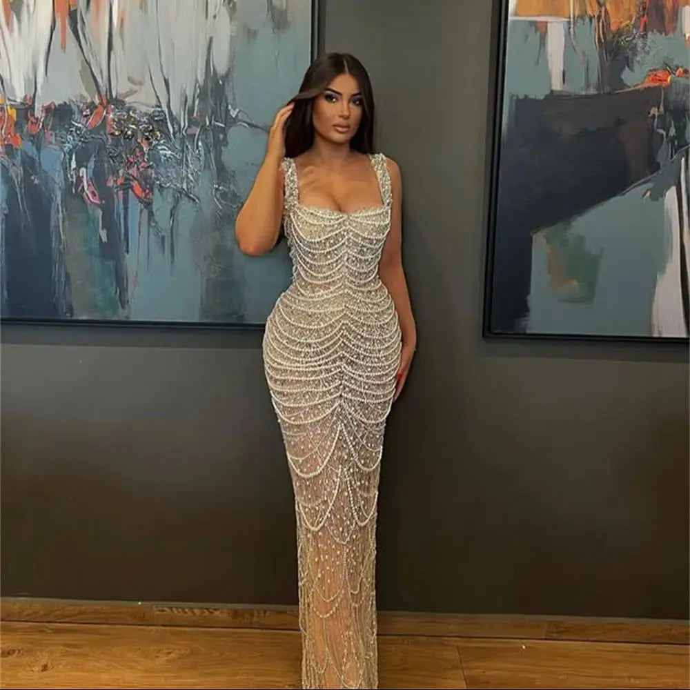 Contessa Dubai Custom Beaded Trumpet Prom Dress