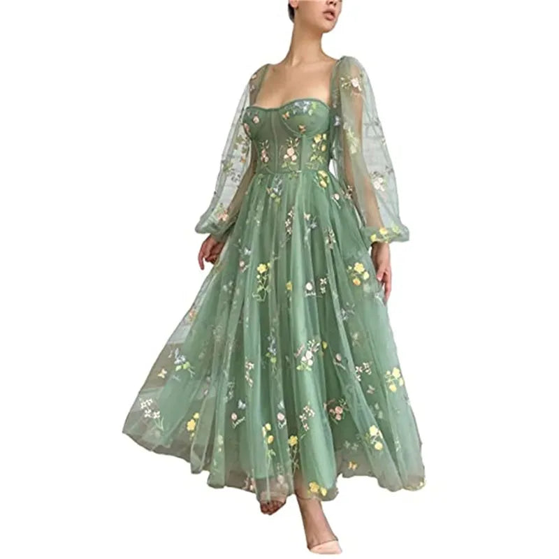Fairy Princess Flower Tulle Maxi Dress