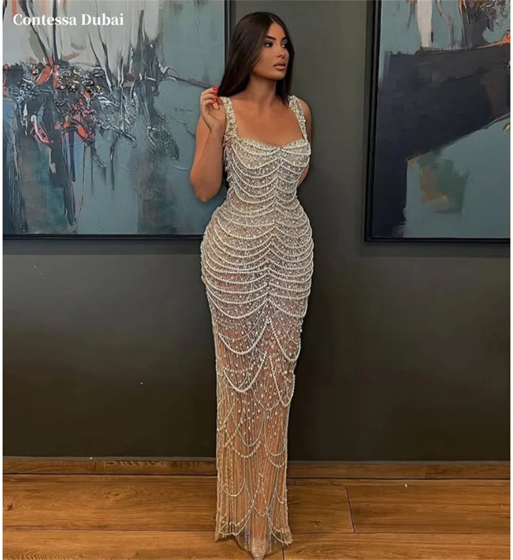 Contessa Dubai Custom Beaded Trumpet Prom Dress