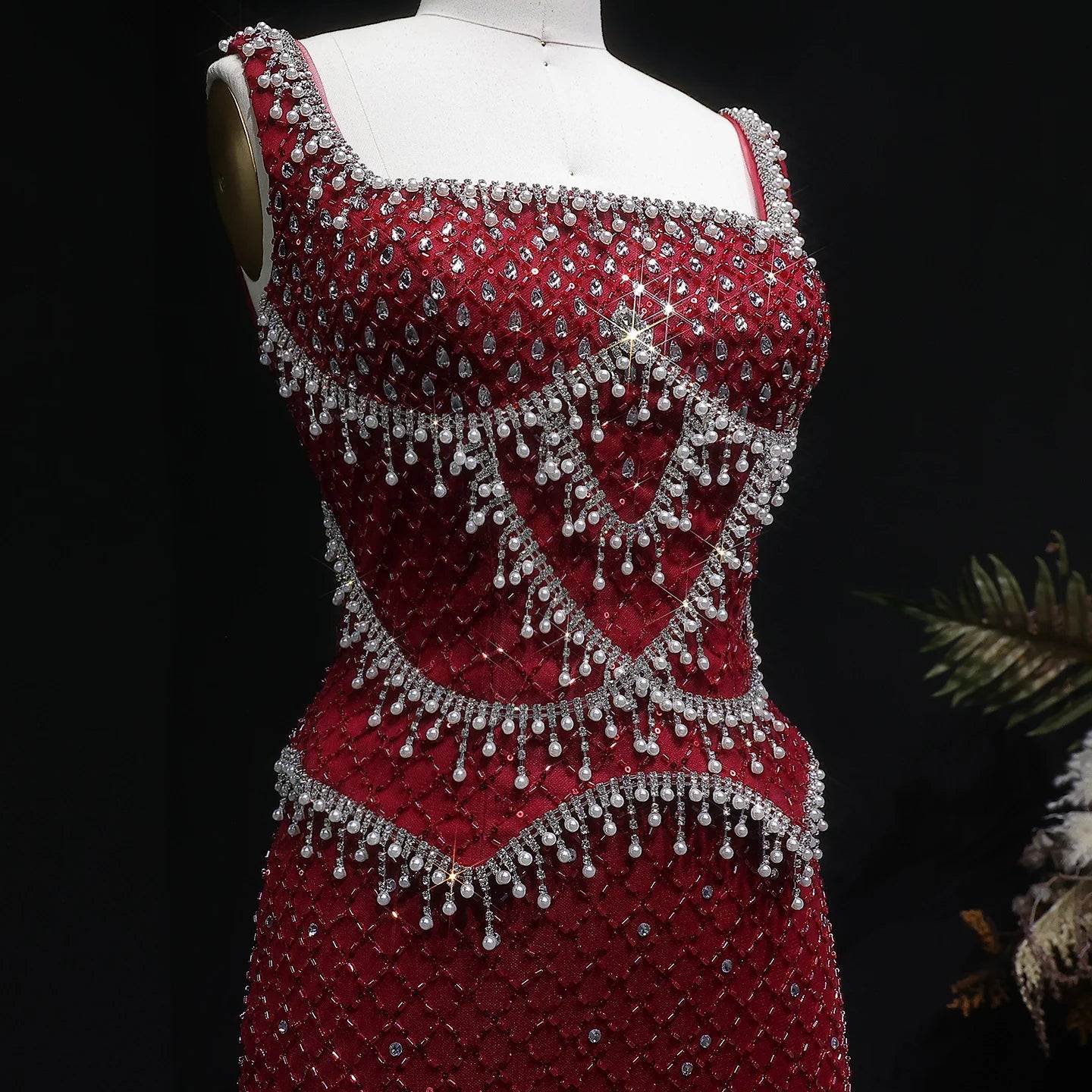 Luxury Dubai Gray Evening Dress with Straps - SS631